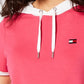 Tommy Hilfiger Sport Crop Top Feminino com Capuz e Blocos de Cor Rosa Tamanho X-G