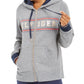 Tommy Hilfiger Sport com capuz e logotipo com zíper feminino, cinza, tamanho pequeno