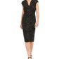 Vestido feminino Connected com manga curta e detalhes embelezados, preto, tamanho 10