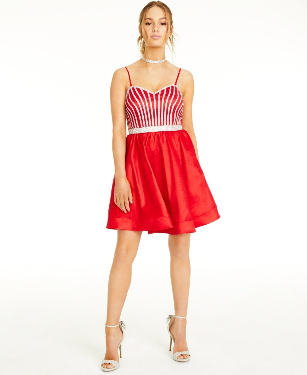 Vestido Crystal Doll Juniors com strass e ajuste evasê cinza tamanho 3