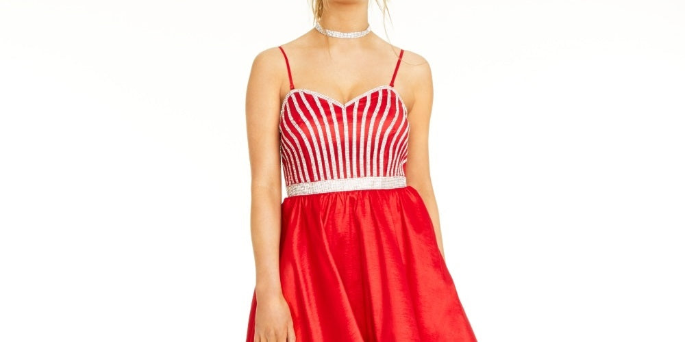 Vestido Crystal Doll Juniors com strass e ajuste evasê cinza tamanho 3