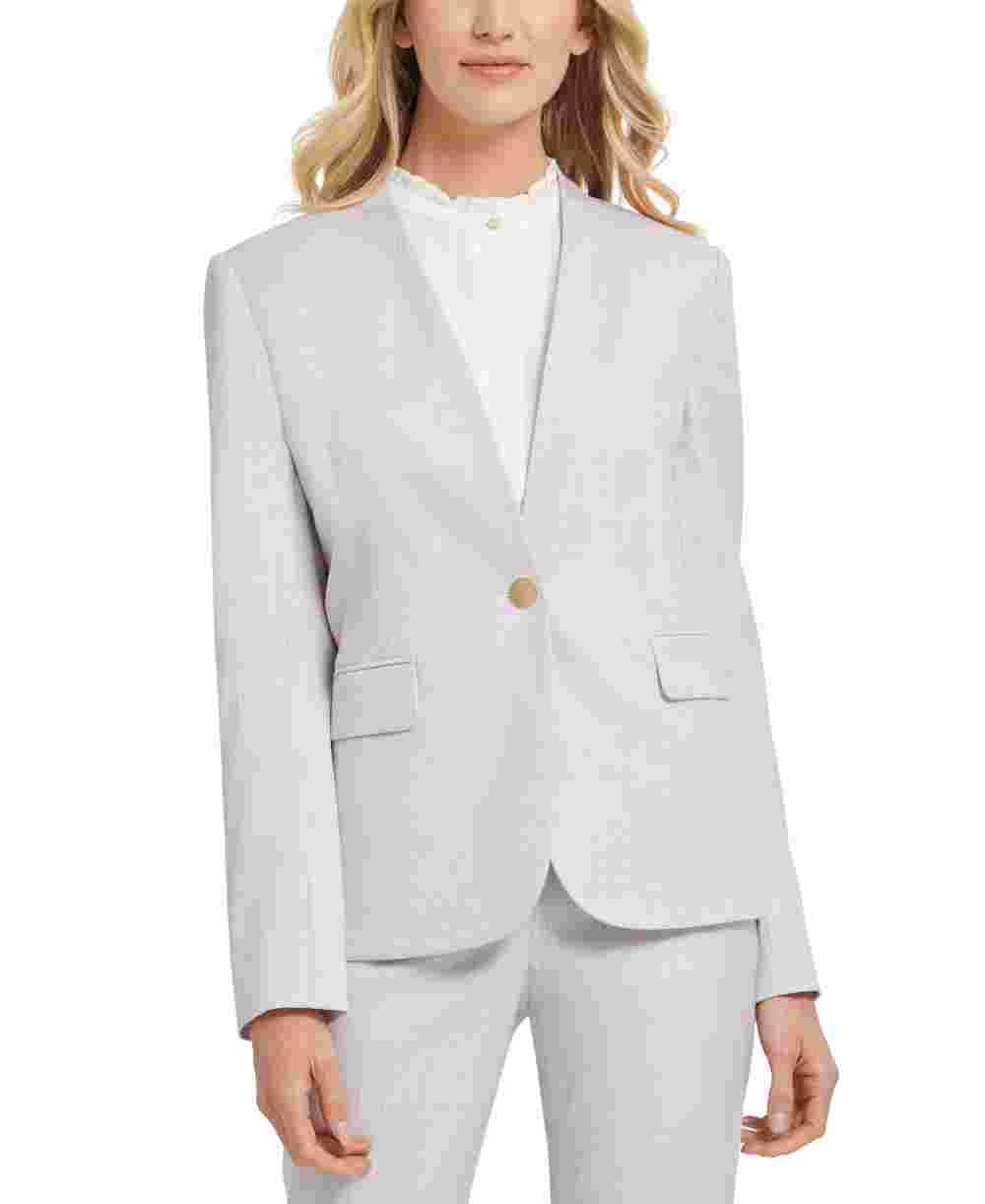 dkny-womens-collarless-pinstripe-one-button-blazer-gray-size-16