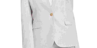 Blazer feminino DKNY sem gola e risca de giz, cinza, tamanho 16