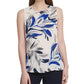 Blusa feminina DKNY com decote redondo e estampa azul-escuro, tamanho médio