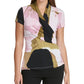 Blusa feminina DKNY com estampa de sobrepeliz e gola alta, rosa brilhante, tamanho XX-G