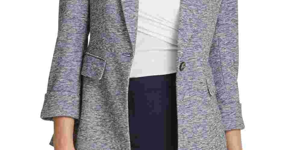 Blazer DKNY Feminino Marled com Um Botão Azul Tamanho 6