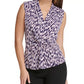 Top DKNY Feminino com Decote em V e Nó Torcido Azul, Tamanho Médio