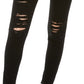 Calça jeans rasgada com botões Vanilla Star Junior, preta, tamanho 5