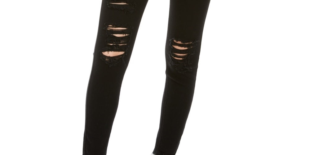 Calça jeans rasgada com botões Vanilla Star Junior, preta, tamanho 5