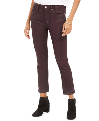 Calça jeans feminina Vigoss, cor vinho, com revestimento reto, rosa escuro, tamanho 29
