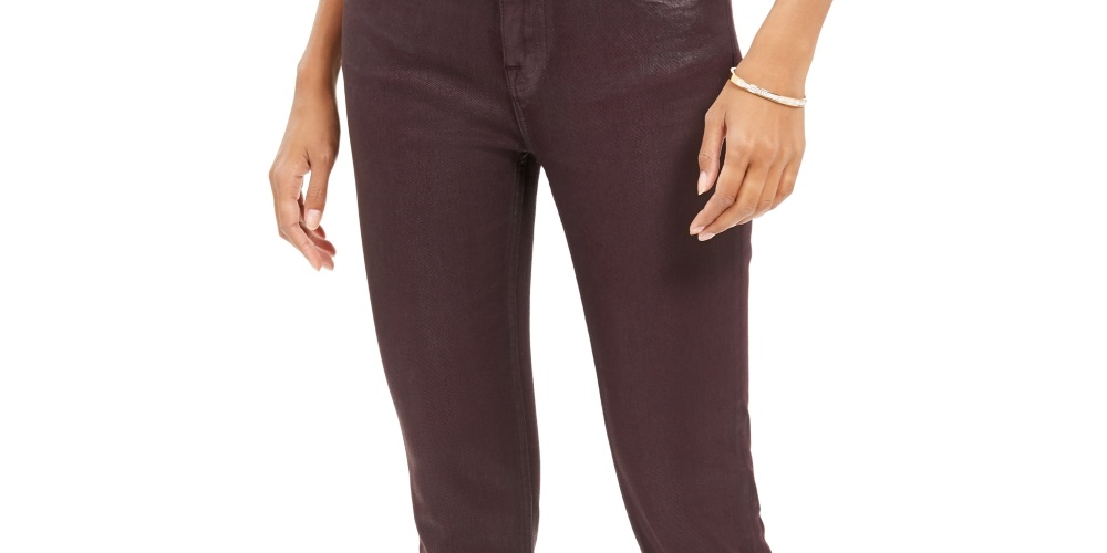Calça jeans feminina Vigoss, cor vinho, com revestimento reto, rosa escuro, tamanho 29