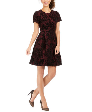 Vestido feminino Vince Camuto Burnout Lace Fit &amp; Flare, cor carvão, tamanho 16