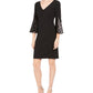 Vestido de coquetel feminino Vince Camuto com lantejoulas e manga flare, preto, tamanho 14