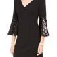 Vestido de coquetel feminino Vince Camuto com lantejoulas e manga flare, preto, tamanho 14