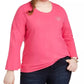 Tommy Hilfiger Top Feminino com Manga Sino e Estampa Rosa Tamanho 1X