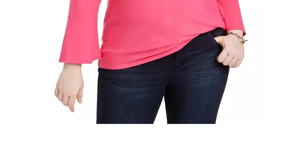 Tommy Hilfiger Top Feminino com Manga Sino e Estampa Rosa Tamanho 1X
