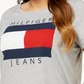 Camiseta Tommy Hilfiger Feminina de Algodão com Logotipo Cinza Tamanho 2X