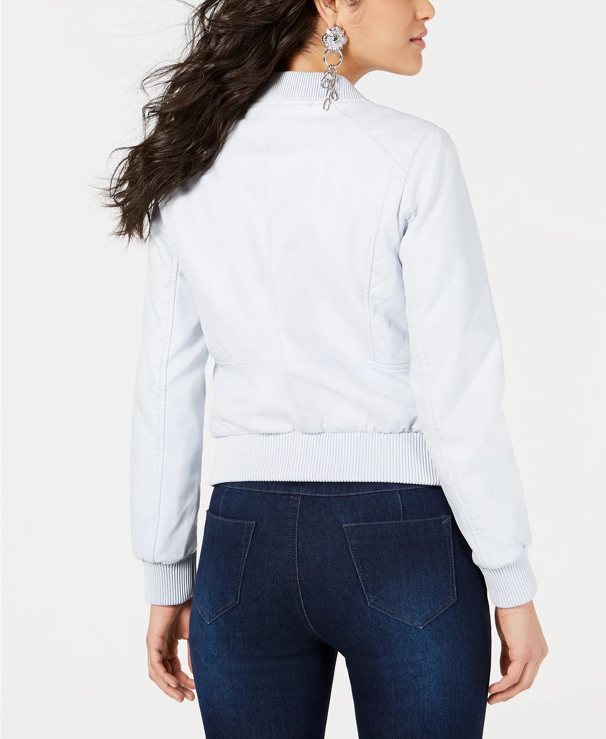 Jaqueta bomber Melissa de couro sintético Guss feminina, azul marinho, tamanho pequeno