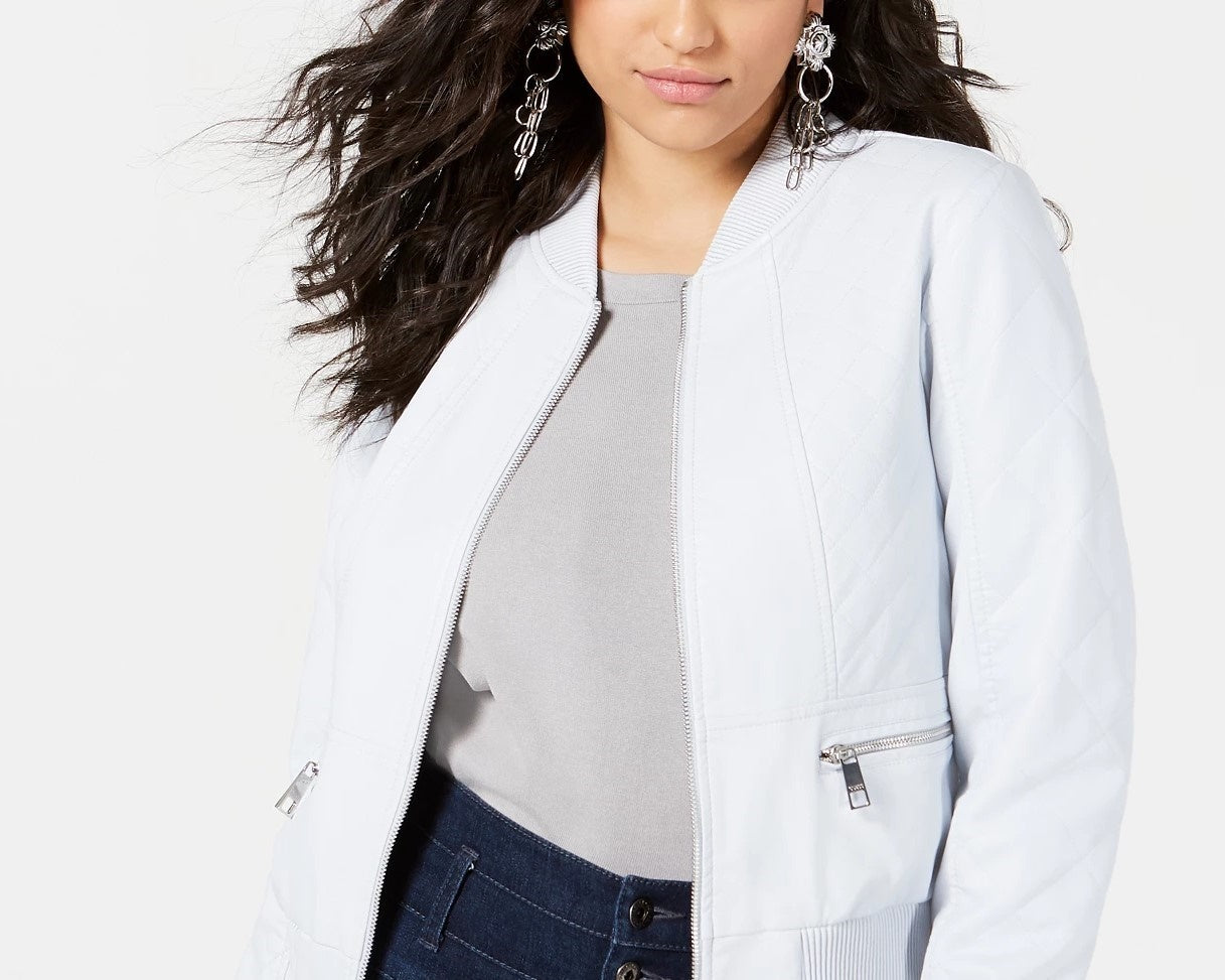 Jaqueta bomber Melissa de couro sintético Guss feminina, azul marinho, tamanho pequeno