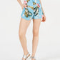 Shorts plissados ​​invertidos Idalia da Guess para mulheres, azul, tamanho médio