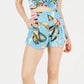 Shorts plissados ​​invertidos Idalia da Guess para mulheres, azul, tamanho médio