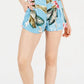 Shorts plissados ​​invertidos Idalia da Guess para mulheres, azul, tamanho médio