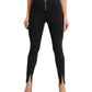 Calça skinny Guess Kumiko com zíper frontal, preta, tamanho médio