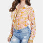Camisa feminina Guess Madyson estampada manga comprida rosa tamanho médio