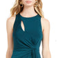 Vestido curto sem mangas Guss Flynn com nó frontal, verde, tamanho pequeno
