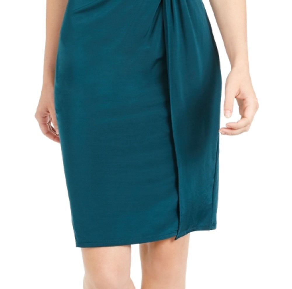 Vestido curto sem mangas Guss Flynn com nó frontal, verde, tamanho pequeno