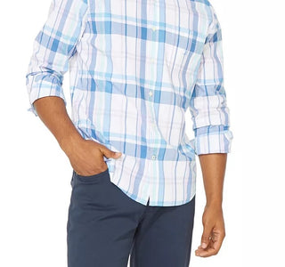 Camisa xadrez azul vela masculina Nautica tamanho natural médio