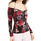 Blusa estampada Julissa ombro a ombro Guess feminina - preta tamanho X-S