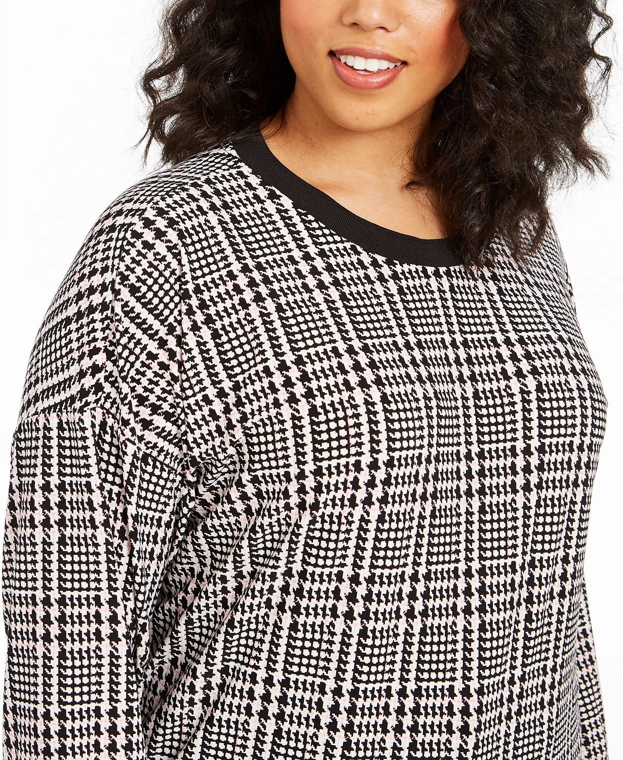 Suéter xadrez plus size feminino Tommy Hilfiger, cor carvão, tamanho 3X