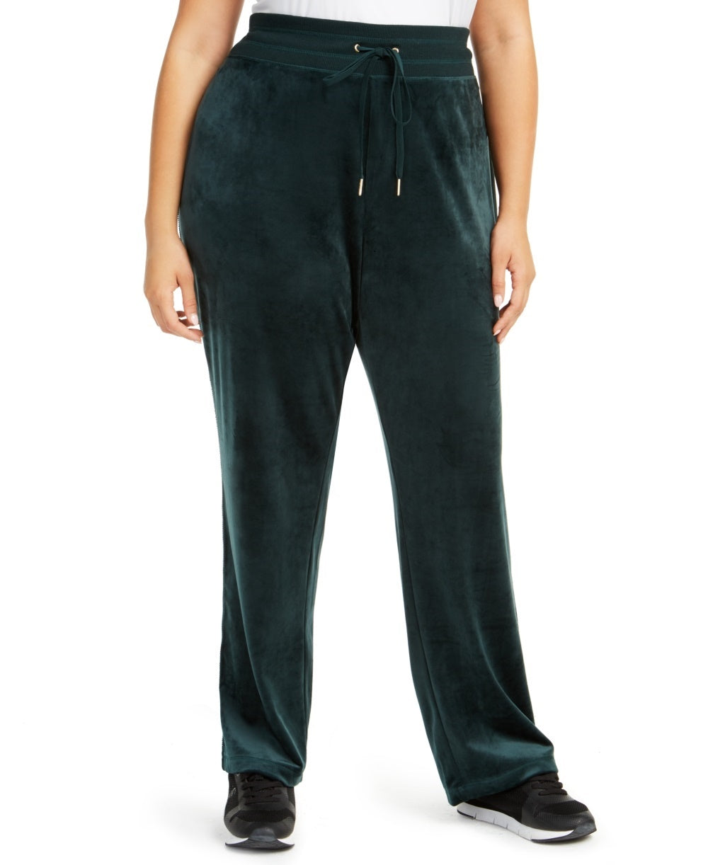 Calça feminina Calvin Klein Plus Size Velour Wide Leg Azul Tamanho 2X