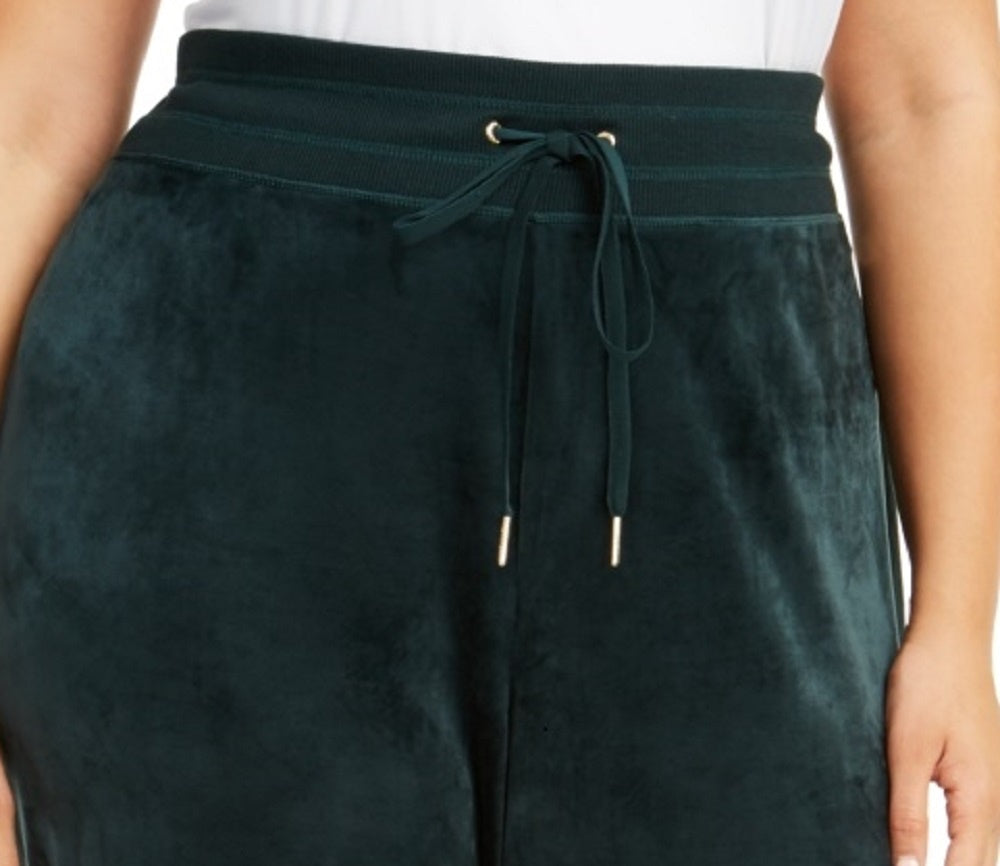 Calça feminina Calvin Klein Plus Size Velour Wide Leg Azul Tamanho 2X