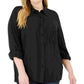Blusa feminina Michael Kors Plus Swiss Dot com botões, preta, tamanho 1X