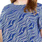 Blusa feminina plus size Michael Kors com estampa e costas abertas, azul, tamanho 3X
