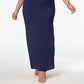Vestido longo plus size de chiffon com ombros descobertos, azul marinho, tamanho 2X, da coleção NY para mulheres