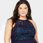 Vestido feminino plus size da moda Say Yes To The Prom, azul, com decote alto e baixo, tamanho 24