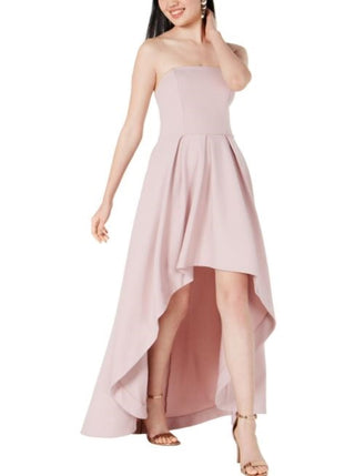 Speechless Junior's Strapless High Low Sleeveless Strapless Maxi Formal Dress Red Size 9