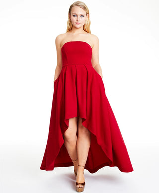 Speechless Juniors' Strapless High-Low Dress Red Size 13