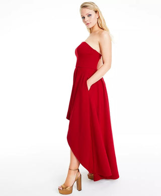 Speechless Juniors' Strapless High-Low Dress Red Size 13