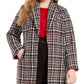 Jaqueta Calvin Klein Plus Tweed Xadrez Feminina Vermelha Tamanho 18W