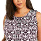 Blusa feminina Calvin Klein sem mangas estampada com pregas e gola alta, preta, tamanho 1X