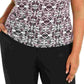 Blusa feminina Calvin Klein sem mangas estampada com pregas e gola alta, preta, tamanho 1X