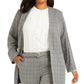Jaqueta Calvin Klein Windowpane Topper Feminina Cinza Tamanho 16W