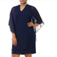 Vestido de noite feminino Xscape Kimono com mangas halter e comprimento até o joelho, turquesa, tamanho 18W