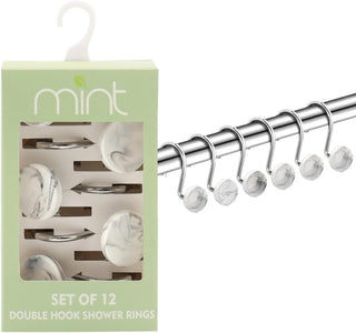 Conjunto de 12 ganchos para cortinas de chuveiro resistentes à ferrugem - 6 designs! 