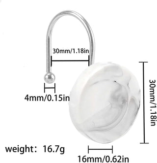 Conjunto de 12 ganchos para cortinas de chuveiro resistentes à ferrugem - 6 designs! 