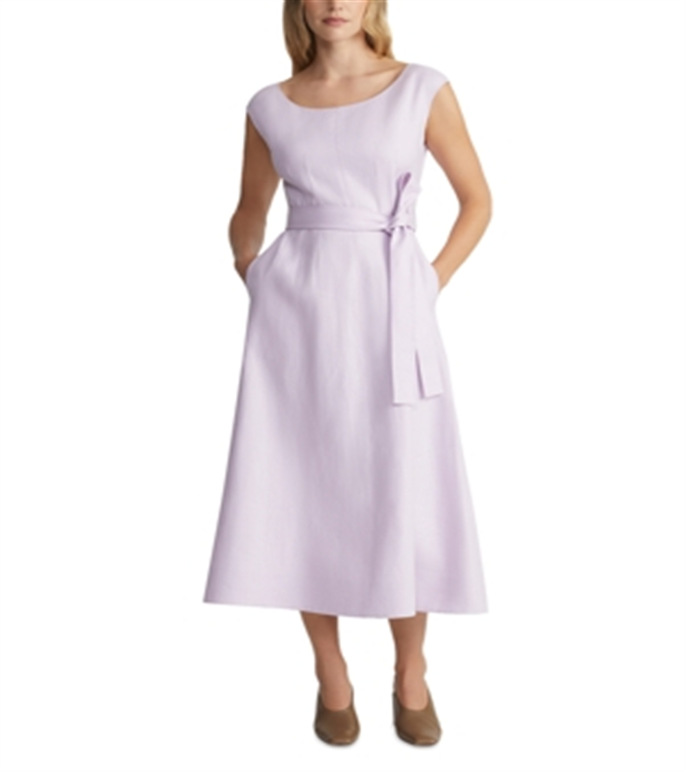 Vestido Lafayette 148 New York com cinto e fenda, tamanho 6